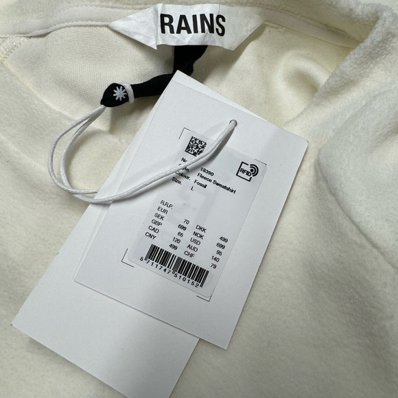 NWT RAINS Fleece Sweatshirt Fossil L - Picture 10 of 11
